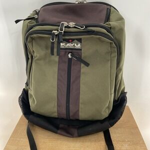 Kavu Backpack Green Brown Chilliwack Classic Style Book Bag
